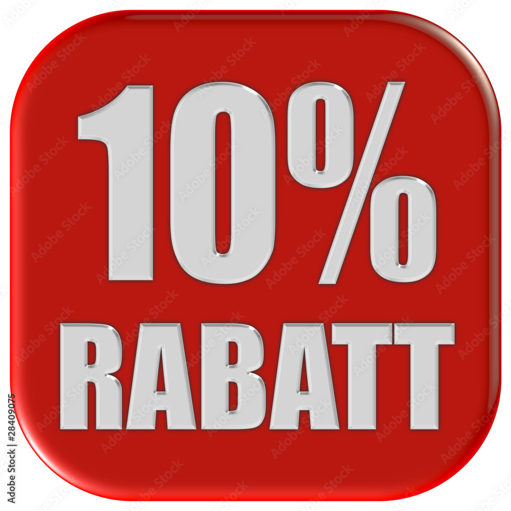 Button rot Ecken rund 10% RABATT Button rot Ecken rund 10% RABATT
