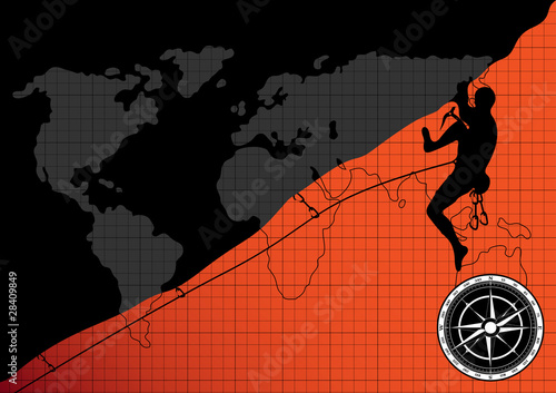 Colorful professional mountain climber vector background
