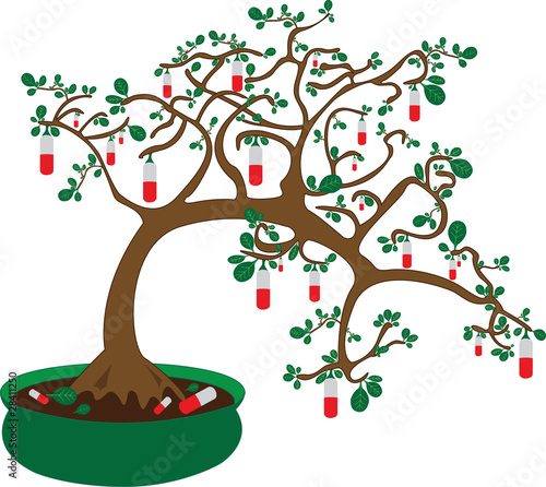 Herbal tree growing medical pills