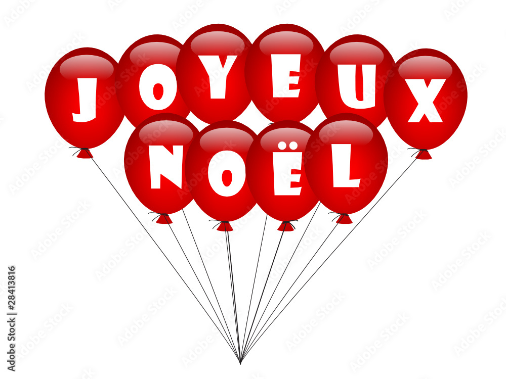Vecteur Stock JOYEUX NOEL en Ballons de Baudruche (carte voeux