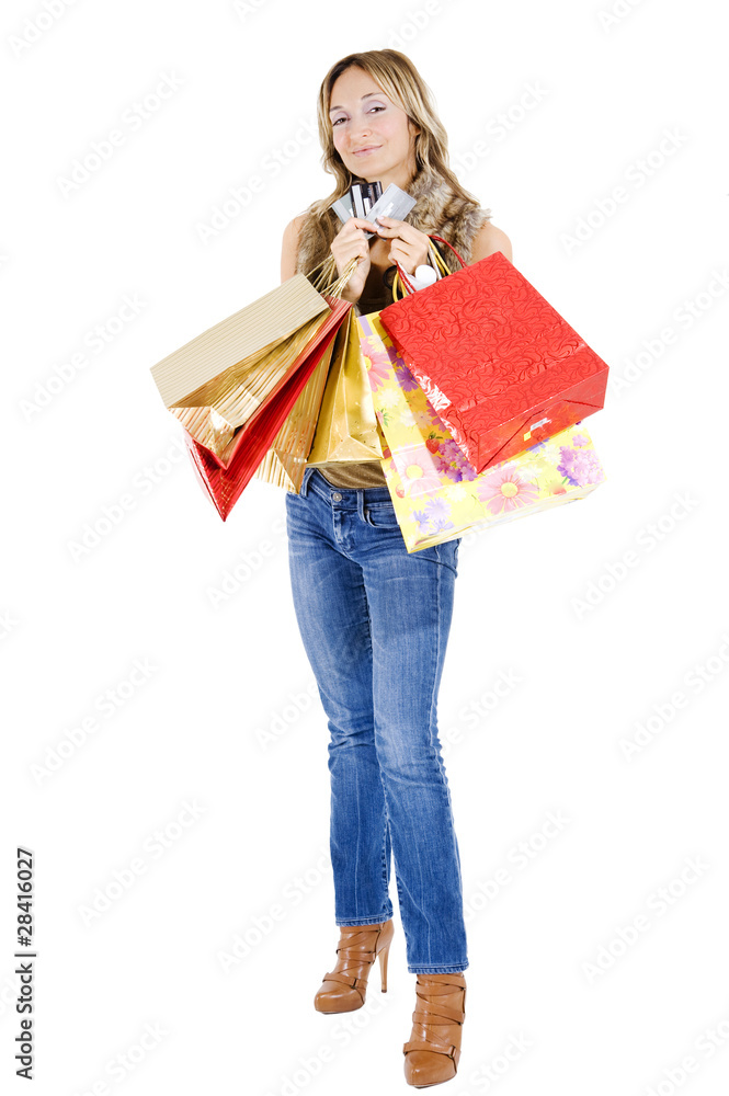 sexy blond woman with shopping bags sexy blond woman with shopping bags