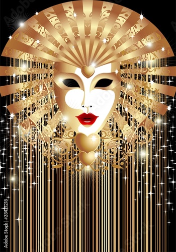 Maschera d'Oro Fondo-Golden Mask Background-Vector