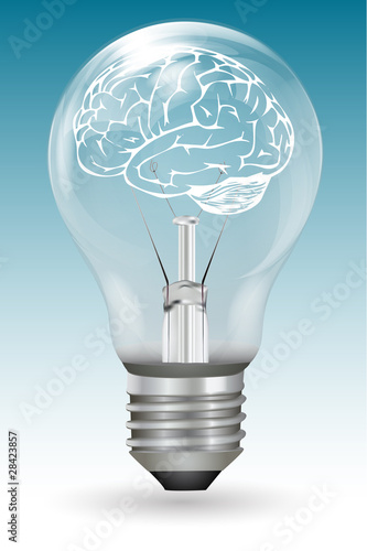 brain in electric bulb