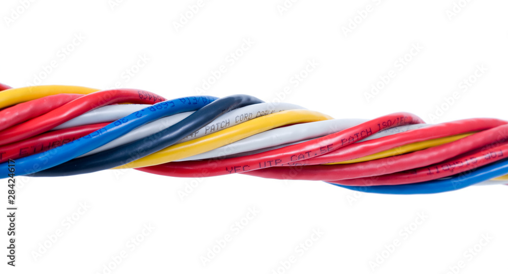 Multicolored computer cable isolated on white background Multicolored computer cable isolated on white background