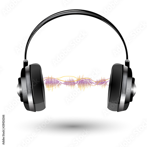 headphone with sound wave