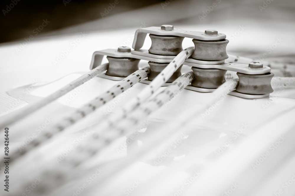 Fototapeta premium Sailing ropes, sepia toned