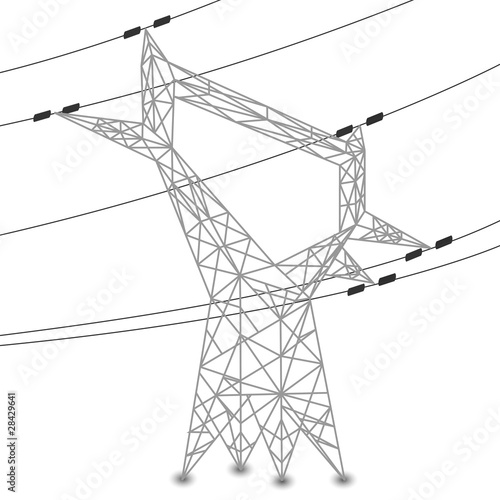 Vector silhouette of power lines and electric pylon
