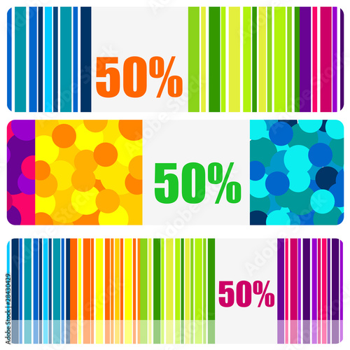 Vetor set of beautiful colored banners or price tags