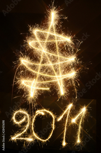 Obraz na płótnie Сaption 2011 and Christmas tree w salonie