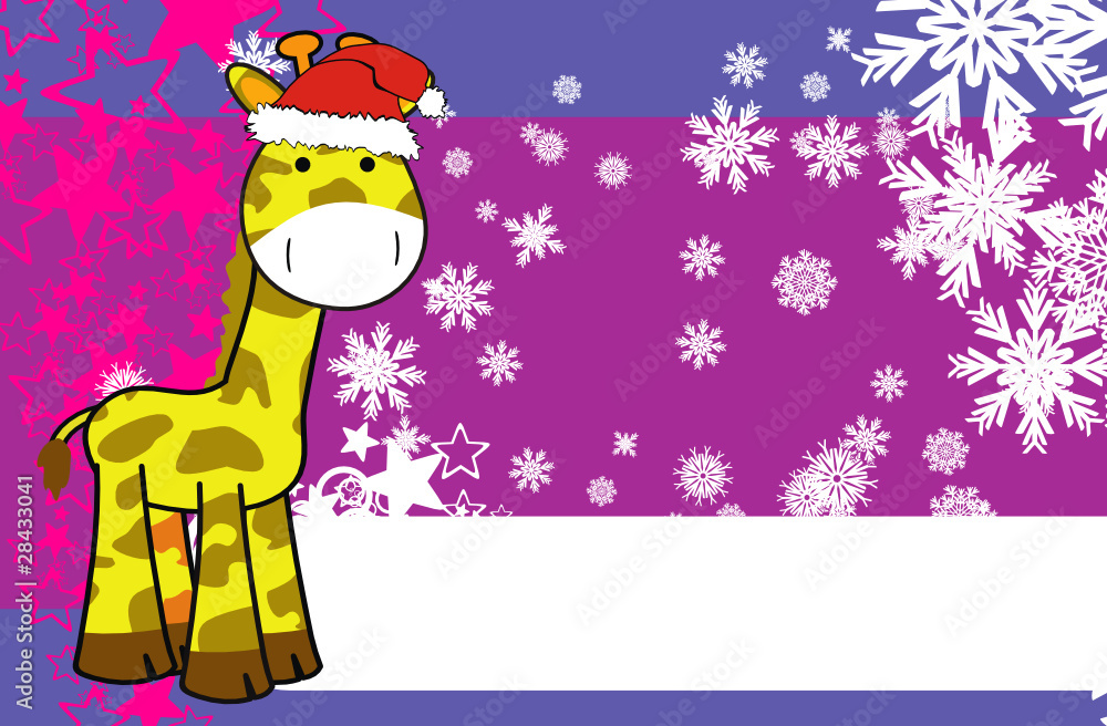 Fototapeta premium giraffe cartoon xmas background9