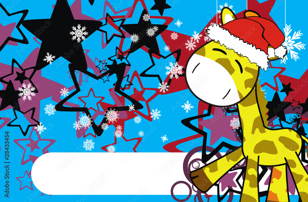 giraffe  cartoon xmas background3