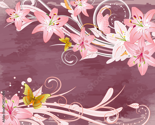 grunge with pink lilies