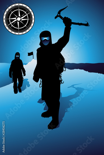 Professional mountain climber vector