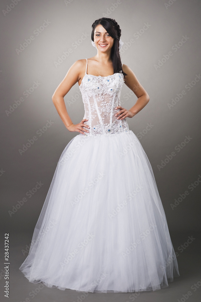 beautiful brunette bride in the wedding gown beautiful brunette bride in the wedding gown