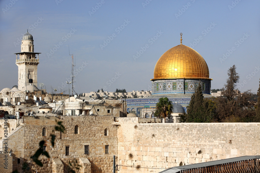 Western Wall (Wailing Wall, Kotel) and Dome of the Rock in Jerus