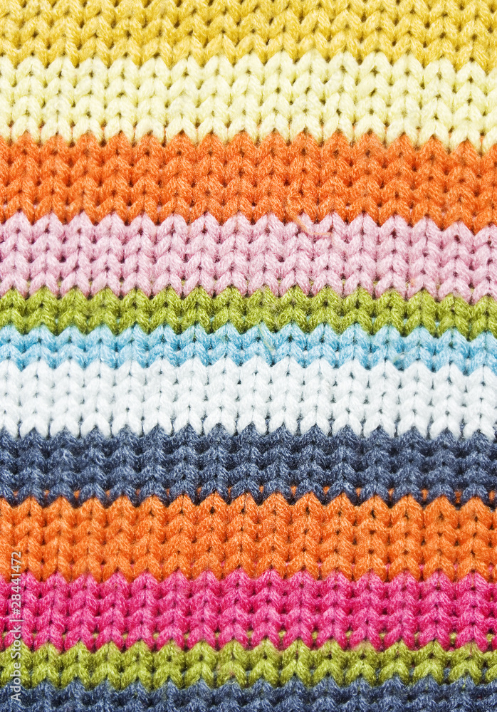 Closeup of colorful knitted wool texture.