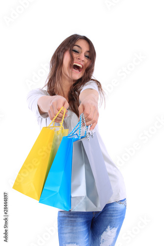 lovely woman with shopping bags