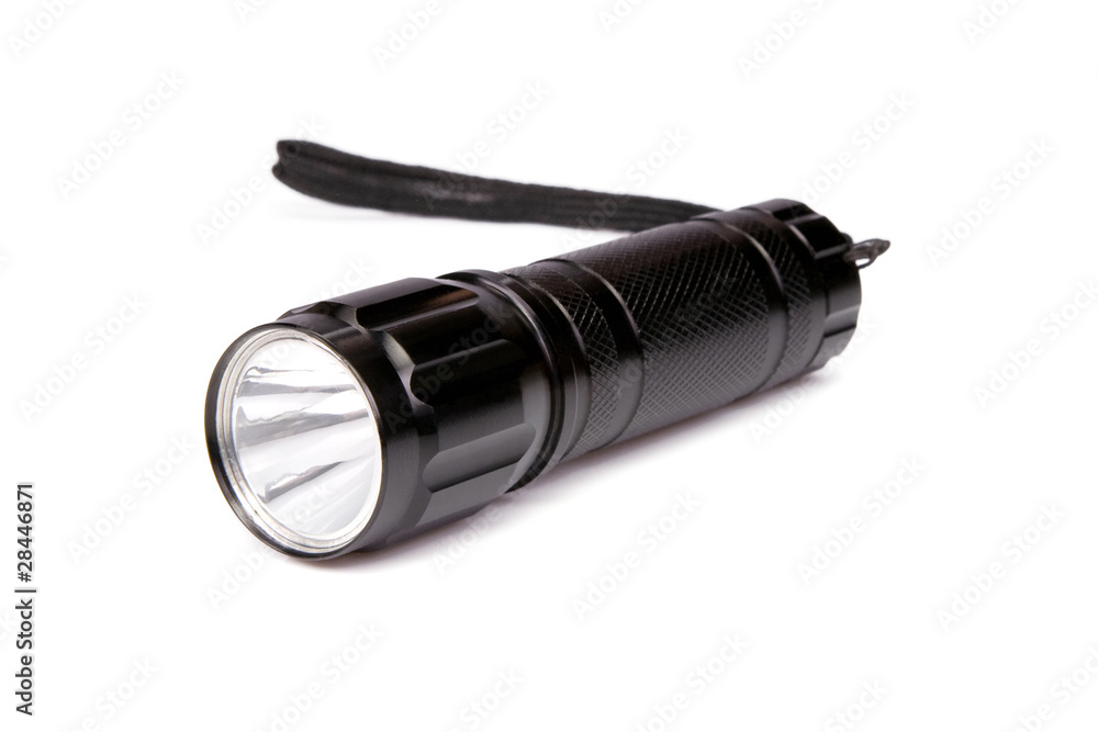black flashlight isolated on white black flashlight isolated on white