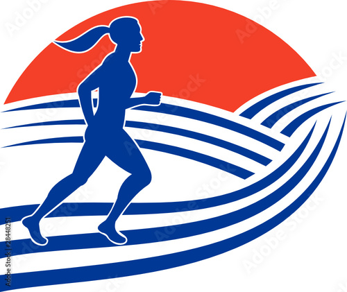 female marathon runner running race