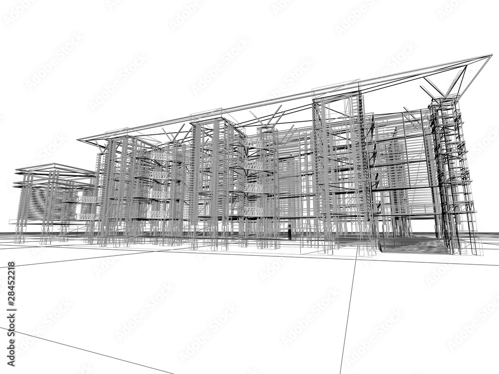 3D construction. Concept - modern architecture and designing. 3D construction. Concept - modern architecture and designing.