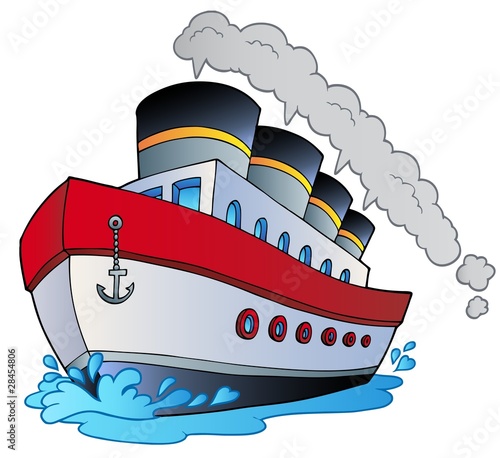 Fototapeta Big cartoon steamship