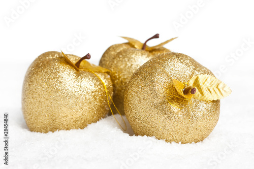 Christmas decoration apples with snow