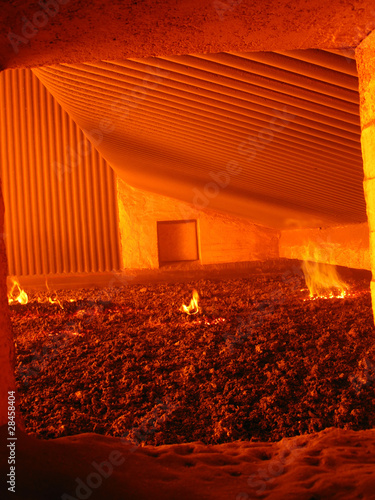 fire in the boiler grate photo