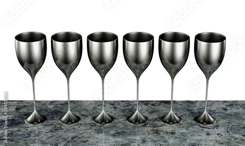 Silver goblets on marble table