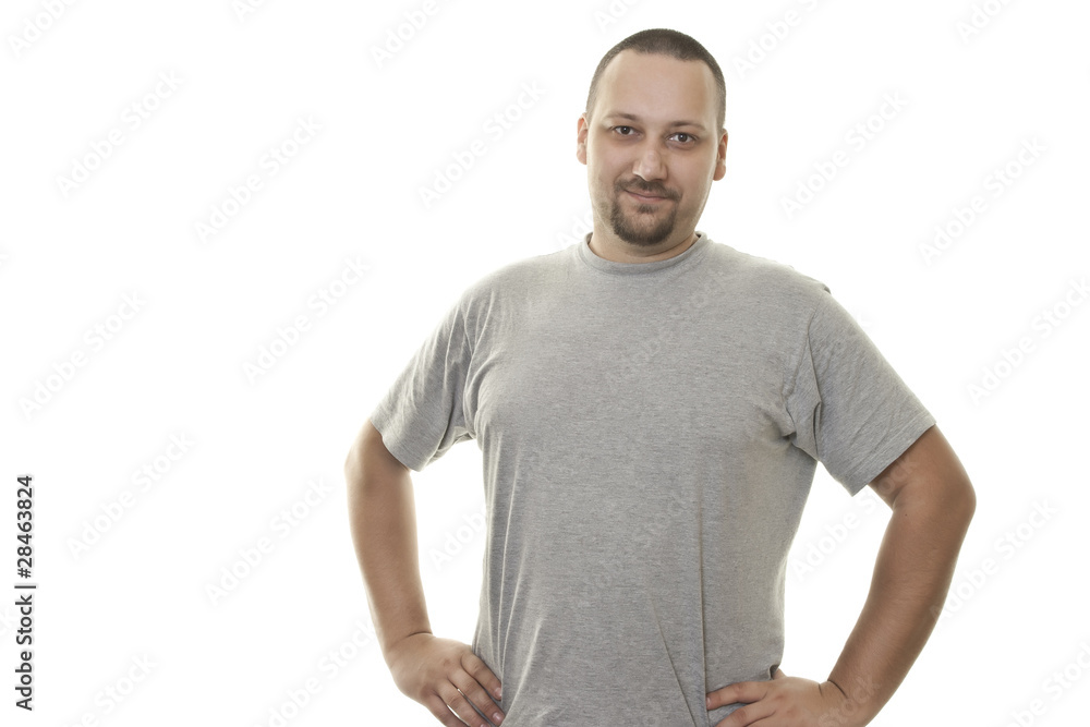 Fototapeta premium Portrait of short hair guy with mustache and beard