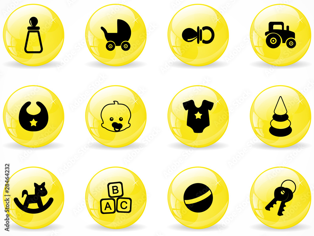 Glossy web buttons, baby icons Glossy web buttons, baby icons
