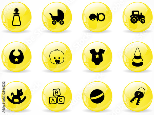 Glossy web buttons, baby icons