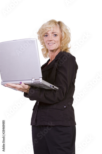 Beautiful Girl Holding a Laptop