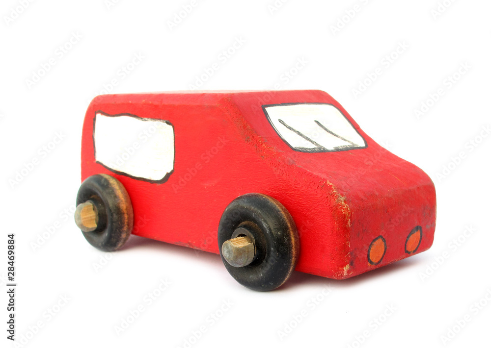 Old car toy wooden painted