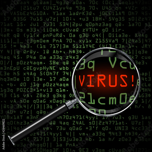 Computer Virus, magnifying glass