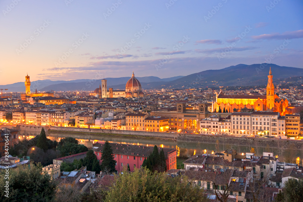 Florence, view of Duomo and Giotto's bell tower, Santa croce and