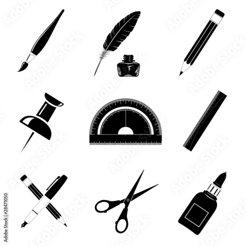 Vector icons of office tools
