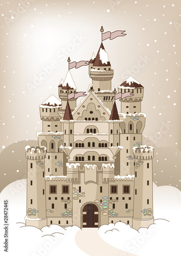 Fototapeta Magic winter Castle invitation card