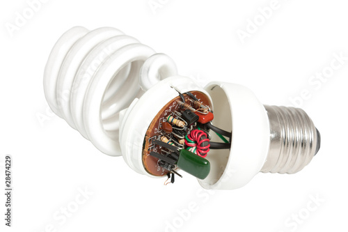 Tablou pe pânză The disassembled economical lamp