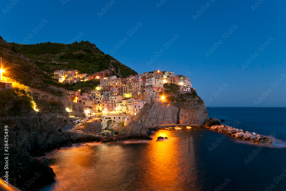 Small Town Manarola (Cinque Terre, Italy) after the sunset