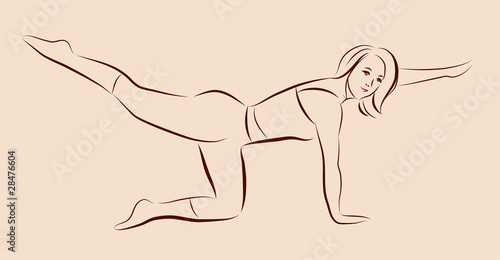 outline silhouette of  girl doing shaping exercise