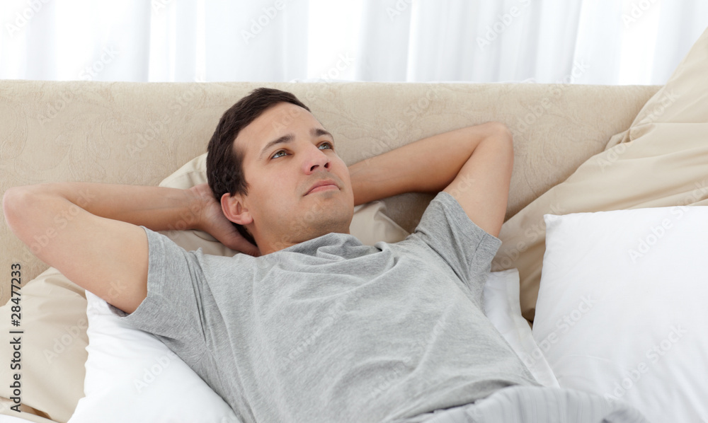 Quiet man relaxing on his bed Quiet man relaxing on his bed