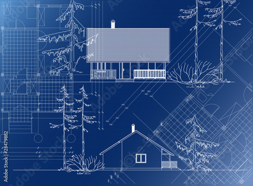 Architectural background cottage. Vector.