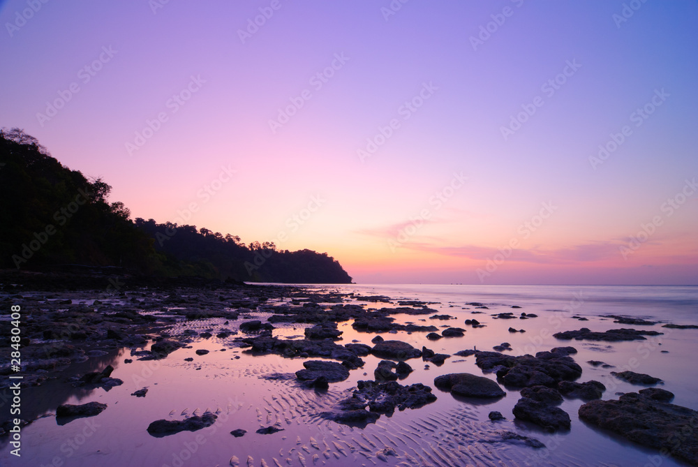 Seascape of Koh Rok island at sunrise, Krabi, Thailand