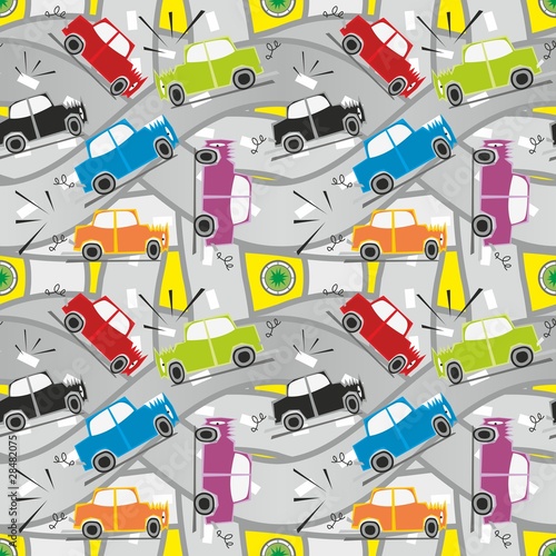 vector illustration seamless pattern car crash