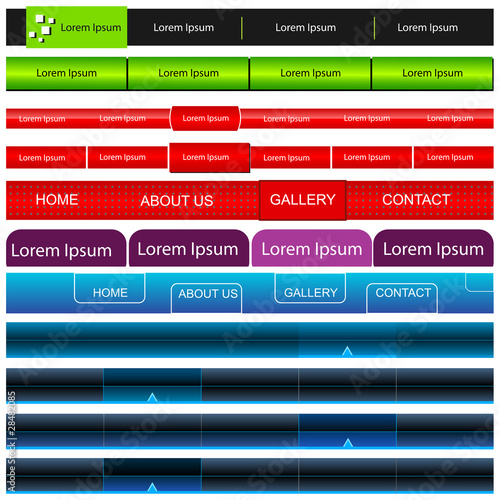 Vector large set of web navigation bars