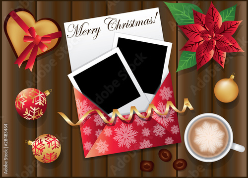 Christmas card with two framework for photo. vector