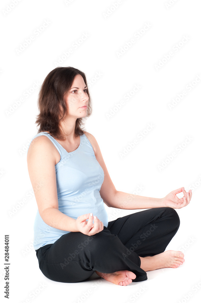 Portrait of pretty pregnant woman practicing yoga Portrait of pretty pregnant woman practicing yoga