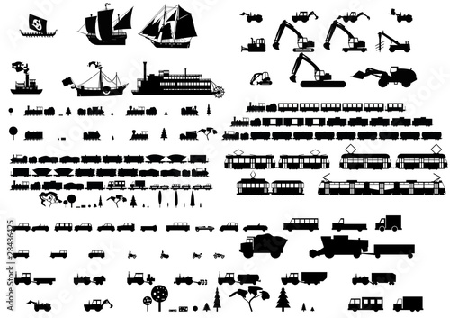 Silhouettes of vehicles