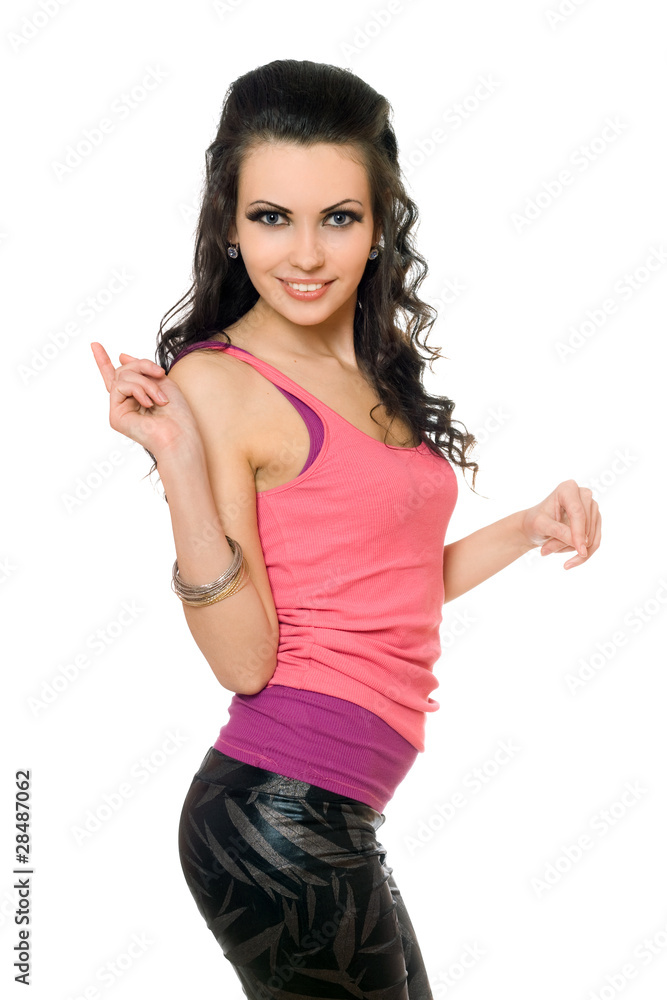 Portrait of cheerful young brunette. Isolated Portrait of cheerful young brunette. Isolated