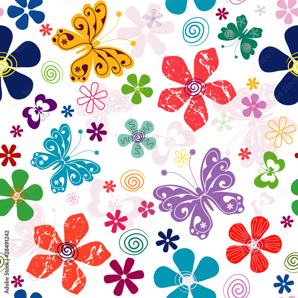 Fototapeta premium Spring seamless white floral pattern